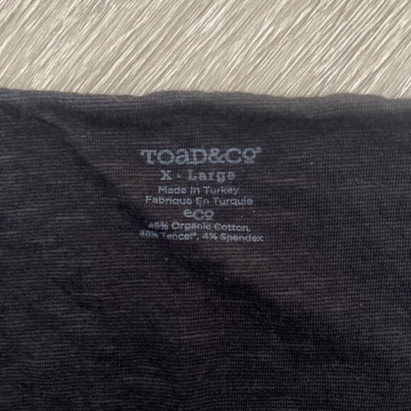 Toad & Co Rosemarie Dress Size XL Organic Cotton Blend Cap Sleeve V Neck Black - Picture 2 of 3